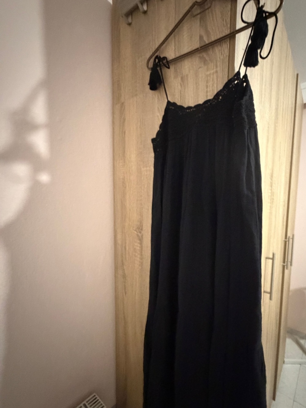 Ulla Johnson Linnea black midi cover up with Crochet Trim and Tie Straps